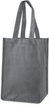True Wine Tote Bag, 4 Bottle Carrier with Dividers, Reusable Gray Wine Bottle Tote