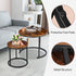 Set 2, 23.6inch ZENY Nesting Coffee Table of Round Coffee Table Wood Grain Top with Sturdy Metal Frame, Industrial End