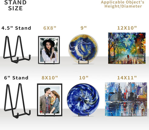 Plate Stands for Display, 2 Pack 4.5 Inch Black Metal Square Wire Holder for Books, Decorative Plates, and Photos