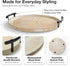 13" Round Decorative Wood Tray with Handles, Whitewashed Farmhouse Coffee Table Decor for Living Room, Entryway