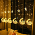 138 8 Dazzle Bright Moon Star and Fairy Tale Castle String Lights, LED Muslim Curtain Fairy String Lights, Lighting