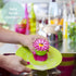 Vigar Flower Power Dish Brush with Holder - Pink Palm, 5-3/4" x 3-3/4"