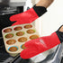 HOMWE Extra Long Professional Silicone Oven Mitt, Heat Resistant, Red, 1 Pair, 14.7 Inch