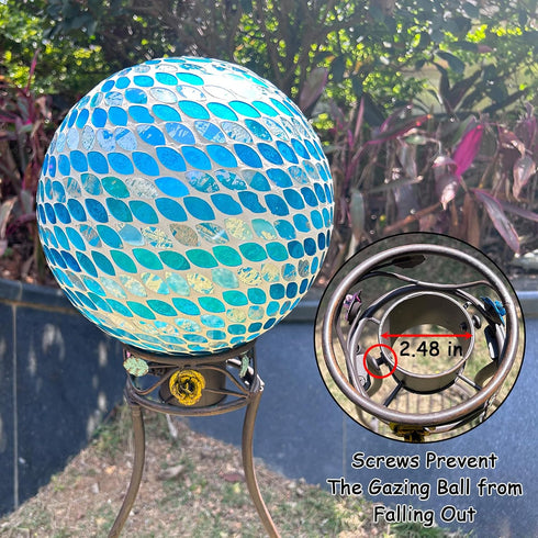 8-9 Inches 11 24 Gazing Globe Stand, Metal Gazing Ball Holder with Flower Planter Base, Vintage Gazing Ball Display