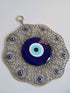 Turkish Glass Blue Evil Eye Wall Hanging Ornament - Metal Home Decor Amulet for Protection and Good Luck Gift