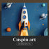 Set 4 8x10 Inch Framed Space Nursery Canvas Wall Art Prints for Baby Boy Room, of Outer Space Themed Bedroom Decor