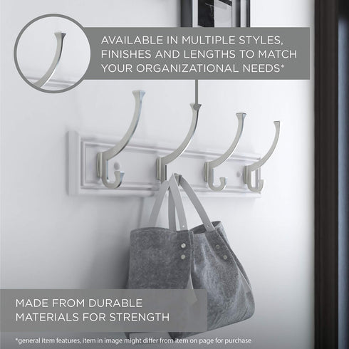 Franklin Brass R33120K-PNB-R Heavy Duty Coat and Hat Hook Rack - 26-1/2 in. Lacquered Pine and Brass