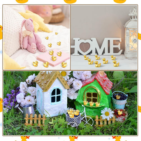 300 Yaocom Pcs Mini Golden Duck Statue Bulk Golden Duck Figurines Micro Garden Landscape Dollhouse Cake Decoration