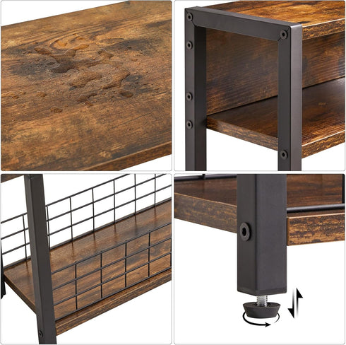 3 UTMZ001H IBUYKE Narrow Side Table with Storage Shelf, Tier End Table,Modern Sofa Table,Small Nightstand with Magazine