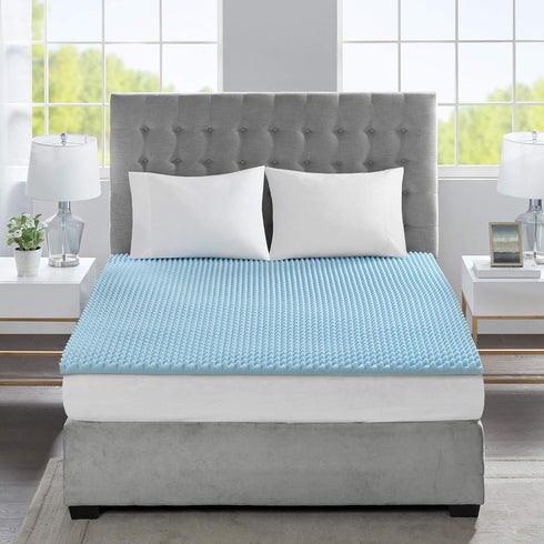 Sleep Philosophy Gel Infused Memory Foam Mattress Topper - Luxurious Queen Size, 1.5" Thick, Enhanced Bed Support, Blue