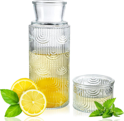 kanpura Bedside Water Carafe and Glass Set Mouthwash Dispenser for Bathroom 28.5