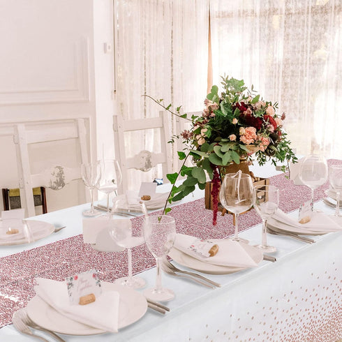 Tablecloth and Sequin Table Runner Set, Polka Dots Confetti Table Cover for Birthday Wedding Party Supplies