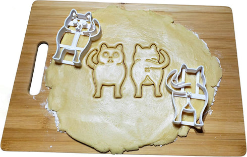 Chonky Kitty Cookie Cutter Set, 2 Pieces Large 4" Size Front and Back Cat Butt Cookie Cutters Baking Supplies