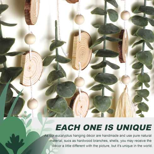 16.5 inch Artificial Eucalyptus Wall Decor Fake Greenery Leaves Stems Wall Hanging Plants on Wooden Stick Boho Rustic