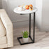 Katrawu C Shaped End Side Table, Small Oval Couch Sofa Table for Bed,