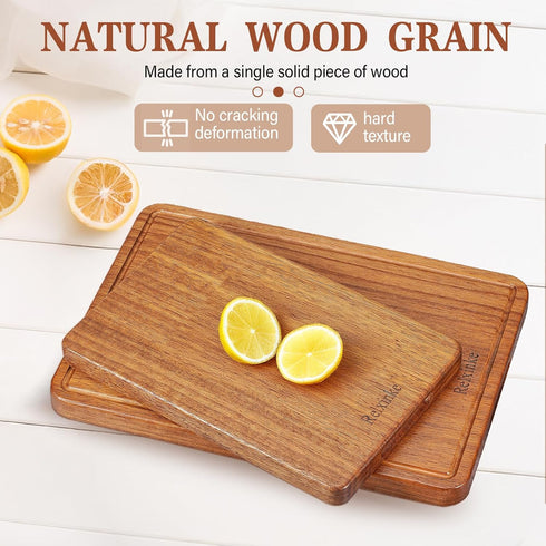 16.9x11.8 Solid Teak Wood Cutting Board One Piece Non Glued Large Thick Crack Resistant Wooden Chopping Board