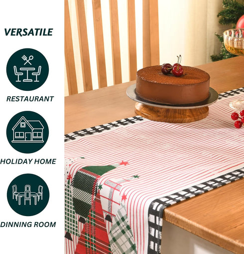 90 Inches 100% Folkulture Christmas Table Runner Long Cotton Red Buffalo Plaid Table Runner for Dining Table, Coffee