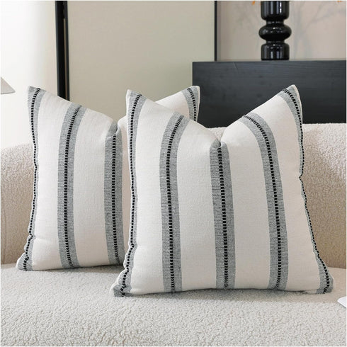 Cethom Boho Throw Pillow Covers 20x20 Set of 2, Beige and Black