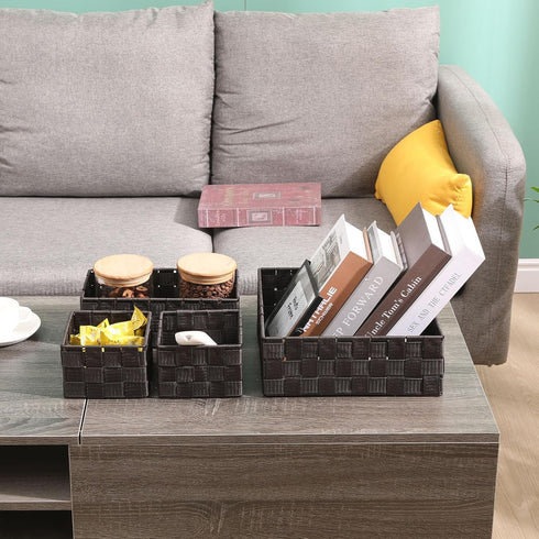 Drawer Organizer Bins, Set of 4 Woven Storage Stackable Box for Organizing Drawers, Shelves, Cabinets, and Dressers