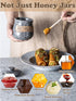 12oz Honey Jar, Honey Pot, Honey Dispenser Grey Ceramic Honey Jar with Wood Dipper & Lid Multi-Use for Fruit Syrup/Jam
