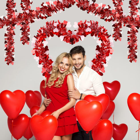 LOMIMOS 32.8 Ft Valentine's Day Tinsel Garland, Shiny Hanging Decor for Wedding Engagement Anniversary Party