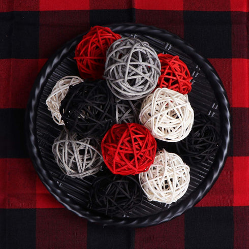 STMK 24 Pcs 2 Inch Rattan Balls Decorations - Wicker Balls for Home Decor DIY Vase Bowl Filler (Black, Grey, Red, White)