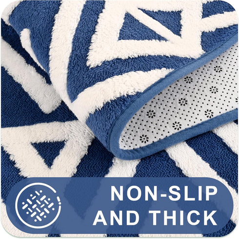 4 6 Ompaa Ultra Soft Shaggy Rugs Memory Foam Bedroom Carpet, Blue x Feet, Plush Geometric Textured Area Rugs for Living
