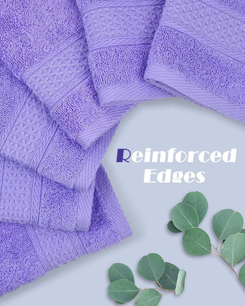 Cleanbear Wash Cloths - Large Cotton Facecloths, 6 Ultra-Soft Washcloths for Bathroom and Guestroom (Lavender)