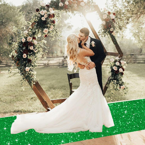 Glitter Aisle Runner Green Carpet Runner, 2FTx15FT Sequins Aisle Rug for Wedding, Party Event