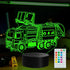 Garbage Truck Night Light, Garbage Truck Gifts, 3D Illusion Lamp with Remote