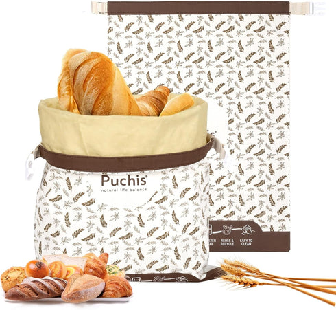 Beeswax Bread Bags for Homemade Bread & Sourdough, Elegant 2-Pack XL Reusable