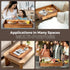 17 13 Inch Counter... x Acacia Wood Serving Tray with Handles, Decorative Wooden Tray Featuring Dark Walnut-Tone Curved