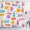 Ambesonne Cat Shower Curtain, Colorful Cats Modern Line Art, Cloth Fabric Bathroom Decor, 69" W x 70" L
