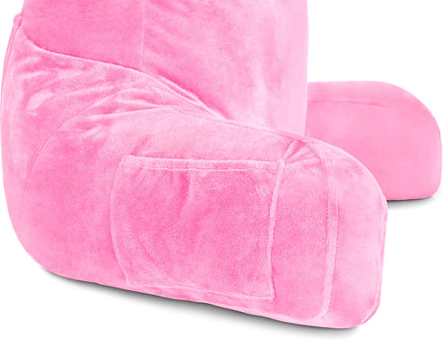 Husband Pillow Pink, Original Reading Pillow in Bed Rest Chair, Shredded Memory Foam Large Lounge Cushion Adult