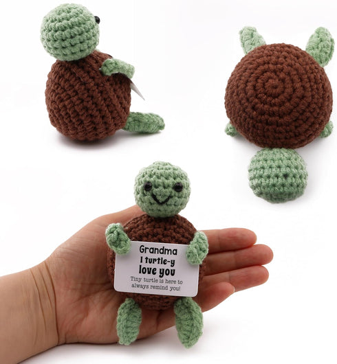caiyjhao Crochet Interesting Mini Turtle, Inspirational Crochet Turtle, with Emotional Support Card, Lovely Wool