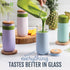 Ello Devon 18oz Glass Tumbler with Straw, Bamboo Wood Lid and Silicone Sleeve, Perfect for Iced Coffee