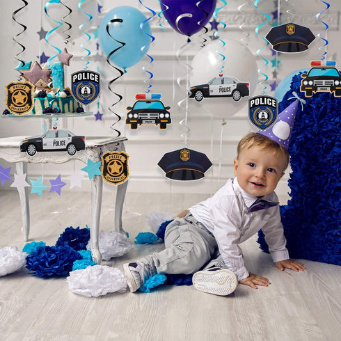 Sumind 25 Pcs Police Party Decorations - Birthday Party Hanging Swirls for Police Academy Graduation Gifts