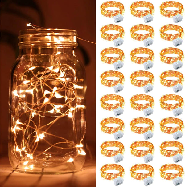 ZGWJ 24 Pack Halloween Fairy Lights Battery Operated, 7ft 20 Mini LED
