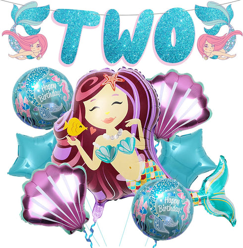KatchOn Mermaid 2nd Birthday Decorations, Pack of 8