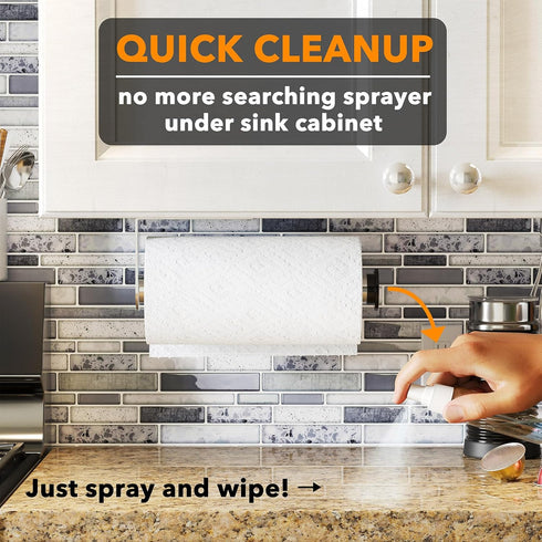 SpaceAid SprayNeat Paper Towel Holder with Spray Bottle, Under Cabinet Paper Towels Holders with Sprayer Inside Center