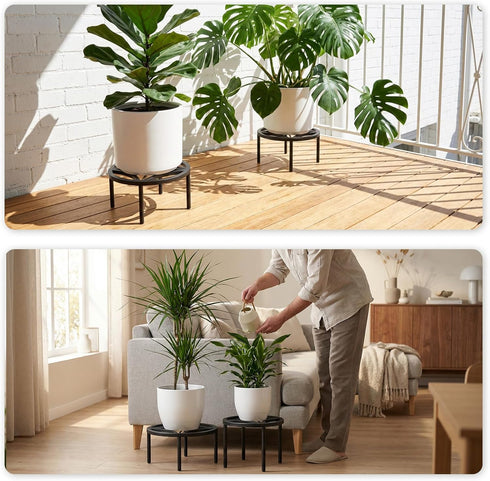 2-Pack Use(10.24" TOSKING Plant Stands - Heavy Duty Low Plant Stand, No Assembly Required Risers for Potted Plants