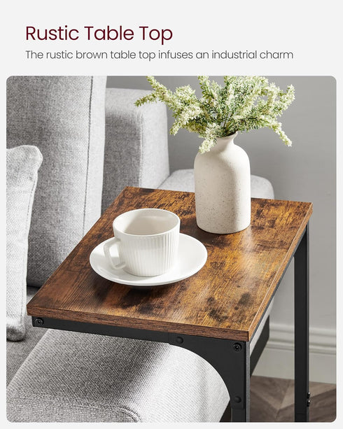 ULET353B01 VASAGLE C-Shaped End Table, Side Table for Sofa, Couch Table with Metal Frame, Small TV Tray Table