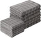 Set of 12 Microfiber Kitchen Towels and Dishcloths, 26 x 18 Inch and 12 x 12 Inch, Lint Free Grey Dish Towels