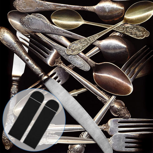 Weewooday 12 Pieces Silver Storage Bags, Flatware Storage Box, Black Velvet Cloth Organizers for Kitchen Cutlery