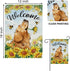 Welcome Spring Summer Golden Retriever Dog Garden Flag, Pet Sunflowers Bee Decorations, 12x18 Double Sided