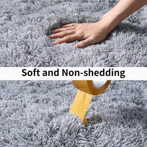 Soft Runner Rugs for Bedroom Hallways, 2x3 Grey Fluffy Shag Non Slip Area Rug for Living Room