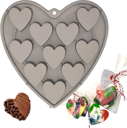 Heart Shaped Cake Pans - Heart Silicone Mold for Baking, Large 2 Inches, 10 Cavities for Ice Cube, Chocolate
