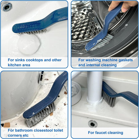 Cleaning Brush - QAGOBDI Hard Bristle Crevice Cleaning Brush for Household, Bathroom Cleaning Brush Tools, 2 PCS Bathroom Gap Brush, Gap Cleaning Brush with Long Gandle Embedded Stolen Goods Clip by QAGOBDI