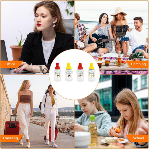 12 25ml Fantasyon Pcs Mini Ketchup Bottles for Bento Box Accessories Condiment Squeeze Bottles Plastic Sauce Container
