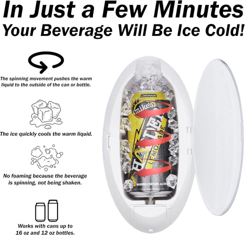 CHILLPILL 12 oz 16 oz Instant Drink Chiller - Rapid Beverage Chiller for Cans or & Glass Bottles - Portable Instant